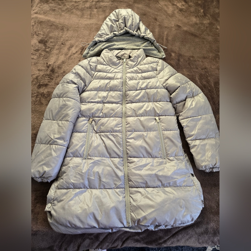 Andrew Marc Light Gray Puffer Jacket with Hood